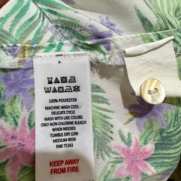 Cynthia Rowley Floral Palm Tropical Pajama Set – Top & Pants Size L - Picture 13 of 17